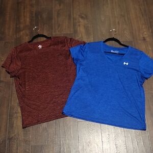 Under Armour Women's Maroon and Blue Short Sleeve Tees